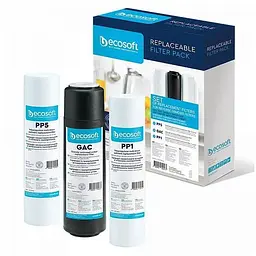 Картридж для фільтра глечика Ecosoft Комплект картриджів Ecosoft 1-2-3 Standart (2 поліпропілену+вугі (CPV3ECOSTD)