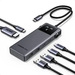 Хаб Ugreen Uno 6 в 1 4К 60Гц HDR 2x USB-C + 2x USB-A 10 Гбит/с PD 100 Вт Серый(35998)