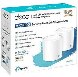MESH-система TP-Link mesh Deco X60 AX3000 2Pcs White 802.11ax (Deco-X60-2-pack) - мініатюра 2