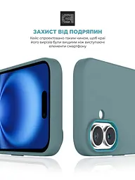 Силиконовый чехол для Apple iPhone 16 Plus, ICON2 Case, голубой, противоударный, панель, защита всего корпуса, матовая поверхность Soft Touch, выступает над дисплеем, совместим с защитными стеклами и пленками, с микрофиброй, ArmorStandart (ARM79634) - мініатюра 5