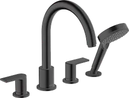 Змішувач Hansgrohe Vernis Shape врізний на край ванни на 4 отвори Matt Black 71459670 Чорний матовий