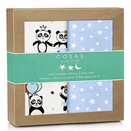 Багаторазові пелюшки дитячі PANDA & STARS 2шт COSAS (4822052053140)