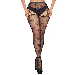 Колготки еротичні в сіточку з геометричним візерунком One Size (87534)