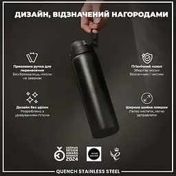 Пляшка для води металева ION8 1200 мл Stainless Steel Black (I8SS1000BLK) - мініатюра 5