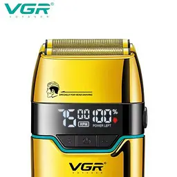 Електробритва VGR V-350 шейвер, подвійне лезо, 2 насадки, LED дисплей Золото - мініатюра 3
