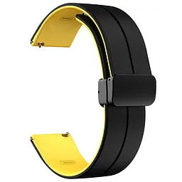 Силіконовий ремінець Classy для Smart Watch 20mm Black / Yellow - мініатюра 2