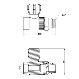 Кран кульовий радіаторний PPR Thermo Alliance 25х3/4" прямий DSW429 - мініатюра 1