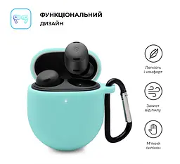 Силіконовий чохол для навушників Google Pixel Buds Pro, Hang Case, бірюзовий, ультратонкий захисний кейс товщиною 2 мм, захист від подряпин, пилу та ударів, компактний, з карабіном для кріплення, ArmorStandart (ARM75407) - мініатюра 2