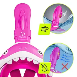 Маска для снорклінгу TSUNAMI Shark повнолицьова, дитяча Pink (P-5905973405430) - мініатюра 8