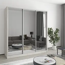 Шафа-купе тридверна MebelStar Стандарт AL 3 Дзеркала 200x45x240 см Аляска сірий (MBS-1611)