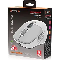 Комп'ютерна мишка Real-El RM-480W Wireless/Bluetooth White (EL123200050) - мініатюра 7