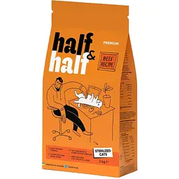 Корм сухий Half & Half для стерилізованих котів із яловичиною 2 кг