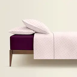 Комплект постільної білизни Cosas євро з простирадлом на резинці MINI DOTS CS22 200 x 220 см (DotsGreyRose_El-77CherryDark_200) - мініатюра 2