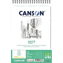 Альбом для ескізів Canson на спіралі 1557 120г/м2 50л білий колір