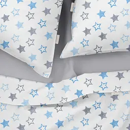 Комплект постільної білизни Cosas євро з простирадлом на резинці STARS CS10 200 x 220 см (StarsClearGreyBlue_El160-52Grey_200) - мініатюра 3