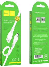 Кабель Hoco X40 Noah charging data cable for Micro White - мініатюра 2