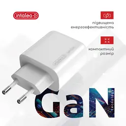 Зарядний пристрій Intaleo 65W GAN 2USB-C PD+USB-A QC 3.0 white (1283126559525) - мініатюра 2