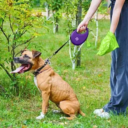 Повідець-рулетка для собак Waudog R-leash з контейнером для пакетів, світловідбивна стрічка, L до 40 кг, 5 м фіолетовий - мініатюра 9