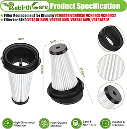Фільтр контейнера на ручний бездротовий пилосос BEKO VRT61814VB, VRT61814VR, VRT61818VW, VRT61821V - мініатюра 6