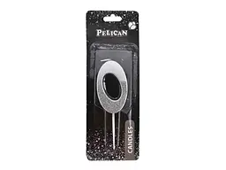 Свічка-цифра PELICAN "0" 5см срібло з блискітками арт.863310