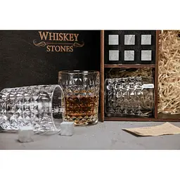 Подарунковий набір Whiskey Stones камені для віскі в дерев'яному пеналі №8 + 4 склянки Bohemia Diamond + щипці + мішечок - мініатюра 6