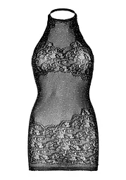 Сукня-сітка зі стразами Leg Avenue Rhinestone halter mini dress Black, відкрита спина, one size - мініатюра 7