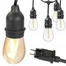 Садова гірлянда 15м з 15 LED-лампами E27 - декоративне освітлення для саду, тераси, балкона - мініатюра 6