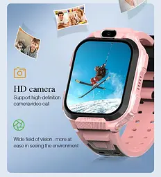 Дитячий розумний смарт годинник M04 з GPS відстеженням, 4G сім-картою, прослуховуваням, камерою та кнопкою SOS Рожевий - мініатюра 6