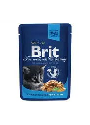 Вологий корм для кошенят Brit Premium Cat pouch павук з куркою 100 г