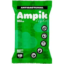 Вологі серветки Ampik Light антибактеріальні 15 шт.