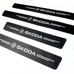 Захисна плівка накладка на пороги для Skoda Чорний Карбон 4 шт - мініатюра 2