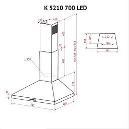 Витяжка купольна PERFELLI K 5210 WH 700 LED - мініатюра 11