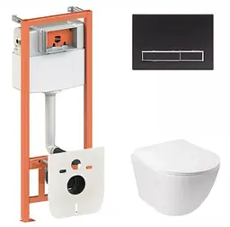 Набір Qtap Nest 4 в 1 підвісний унітаз Jay Ultra Quiet 485x360x320 + комплект інсталяції QT07335177W45139 - мініатюра 1
