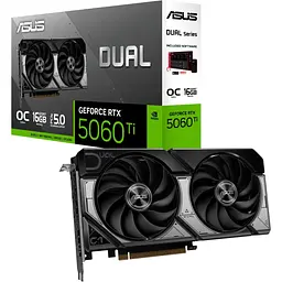 Відеокарта Asus Dual GeForce RTX 5060 Ti 16GB OC Edition (DUAL-RTX5060TI-O16G) UA [135968]