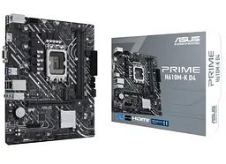 Материнська плата LGA1700, Asus PRIME H610M-K D4, H610, 2xDDR4, Int.Video(CPU), 4xSATA3, 1xM.2, 1xPCI-E 16x 4.0, 1xPCI-E 1x 3.0, ALC997 VGA/HDMI, MicroATX