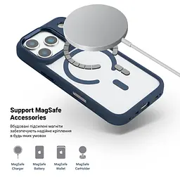 Чехол Apple iPhone 17 Pro, Unit MagSafe, синий, прозрачный, MagSafe, противоударный, магнитный, панель-накладка с поддержкой MagSafe, с поддержкой беспроводной зарядки, TPU+PC, защита всего корпуса, ударопрочный, ArmorStandart (ARM86290) - мініатюра 4