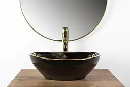 Умивальник Rea Sofia edge накладний black gold REA-U3695, Чорний - мініатюра 4