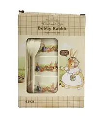 Дитячий набір посуду Bobby Rabbit 4 тарілки з ложечками - набір дитячих тарілок Bobby Rabbit - мініатюра 4