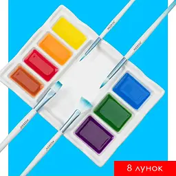 Порцелянова палітра для акварелі прямокутна 8 лунок 13×18см MEEDEN - мініатюра 5