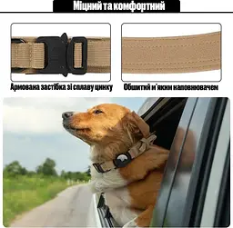 Нашийник для собак AirPet з кріпленням для AirTag, нейлоновий з металевою пряжкою-фастекс, XL Коричневий - мініатюра 5