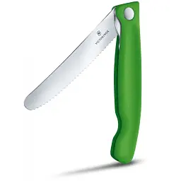 Кухонний ніж Victorinox SwissClassic Foldable Paring 11 см Serrated Green (6.7836.F4B)