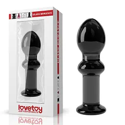 Анальна пробка Love Toy Glass Romance 4.5" 11.5 см (чорний) - мініатюра 2