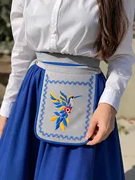 Ладунка з вишивкою сіро-блакитна Пташка, кишенька з вишивкою, гаман жіночий - мініатюра 3