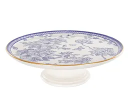 Тортівниця Alba ceramics Butterfly на ніжці з кришкою 30 см біла з синім (769-001) - мініатюра 2