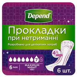 Урологічні прокладки Depend Maximum 36 шт. (6 уп. х 6 шт.)