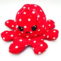 М'яка іграшка Восьминіг перевертень двосторонній веселий сумний Mood Octopus 16 см UKC червоний перламутровий в горошок - мініатюра 3