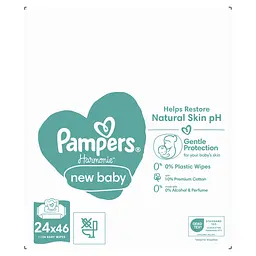 Дитячі вологі серветки Pampers Harmonie New Baby 1104 шт. (24 уп. по 46 шт.) - мініатюра 2