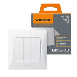 Вимикач трьохклавішний білий VIDEX BINERA VIDEX (25188-000)