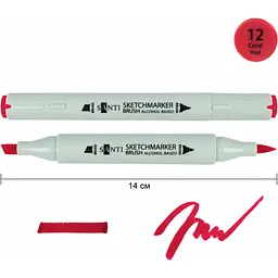 Набір спиртових маркерів Santi Brush SA-12 кораловий 6 шт. (390959) - мініатюра 2