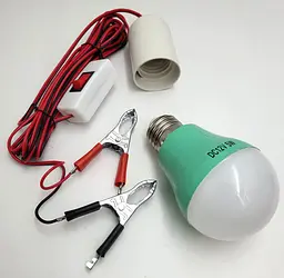 Світлодіодна LED-лампа 12 V 5 W лампочка знімна з патроном E27 кемпінгова на дроті із затискачами (крокодилами) та вимикачем UKC - мініатюра 8